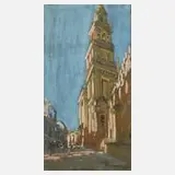 Henry Cayon, Torre Campanario in Córdoba, 1909, Kreiden auf grauem Papier