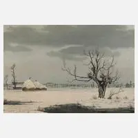 Hans Schiel, "Winter in der Altmark", Aquarell