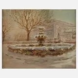 Karl Hübschmann, Winter im Zwinger Dresden, Mischtechnik