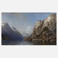Henry Enfield, Blick aufs Naeröfjord, Öl auf Leinwand