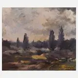 Heinrich Wilhelm Mangold, "Wilseder Heide", 1988, Öl auf Leinwand