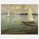 Edmund Stierle, Segelpartie, Öl auf Leinwand