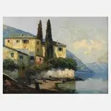 Rudolf Weber, Mediterrane Landschaft, Öl auf Leinwand