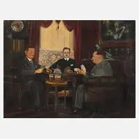 Oskar Wilda, Die Skatrunde, 1929, Öl auf Leinwand
