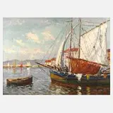 Moser-Moosburg, Imposante mediterrane Küstenpartie, Öl auf Leinwand