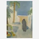 Jacqueline Lavenu, "Dorf im Süden", 1986, Öl auf Leinwand