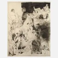 Prof. Alfred Hrdlicka, Figurative Komposition, Radierung mit Plattenton
