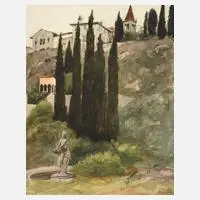 Partie in Verona by Wilhelm Beckmann, 1885, Aquarell auf Papier und auf Hartfaserplatte kaschiert, offered Mar 2024