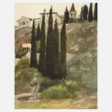 Prof. Wilhelm Beckmann, Partie in Verona, 1885, Aquarell auf Papier und auf Hartfaserplatte kaschiert
