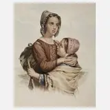 Victoire, Geschwister, Aquarell und Graphit mit schöner Behandlung des Lichts
