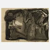 Béla Kádár, "Raub der Sabinerinnen", Tuschemalerei auf Papier