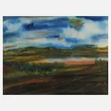Kohl, Weite Landschaft, Aquarell und Deckfarben