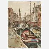 Willi Komatz, "Chioggia", Aquarell über Graphit
