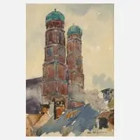 Max Märtens, Die Frauenkirche in München, Aquarell