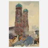 Max Märtens, Die Frauenkirche in München, Aquarell