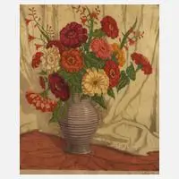 Martin Erich Philipp, "Zinnien", Farbholzschnitt auf dünnem Papier