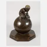 Paul Silvestre, große Brunnenfigur mit Faun, Bronze