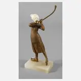 Louis Sosson, Eishockeyspielerin + Papiere im Expertisenordner, Bronze in Kaltbemalung staffiert
