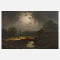 Ludwig Scheins, Mondscheinlandschaft, Öl auf Leinwand