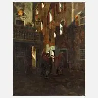 Eduard Ameseder, "Ein Ständchen", Öl auf Leinwand