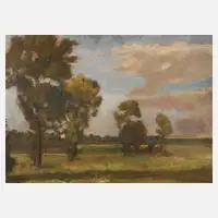 Bernhard Bock, Landschaft bei Weimar, Öl auf Pappe
