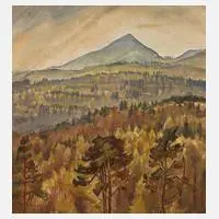 Gertrud Fredrich, Herbstliche Gebirgslandschaft, Öl auf Leinwand