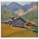 Gilbert Heidegger, "Eppzirlalm", Öl auf Malkarton