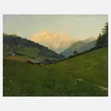 Emil Rau, Sommerabend auf der Alm, Öl auf Leinwand auf Karton kaschiert