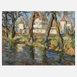 Schoch, Schloss am Fluss, Öl auf leinenkaschierter Pappe