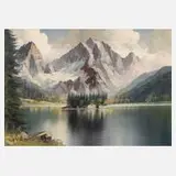 J. Stadler, Eibsee mit Zugspitze, Öl auf Leinwand