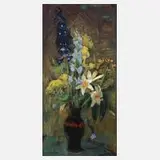 Hans Völcker, "Rittersporn und Lilien", Öl auf Karton