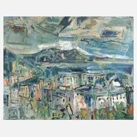 Willy Knoop, "Montreux am Genfer See", Öl auf Hartfaserplatte