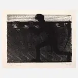 Andreas Gering, Zur Ernte", Kreidelithographie auf schwachem Maschinenbütten mit Wasserzeichen "Zanders"
