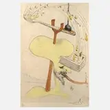 Salvador Dalí, "Hommage á Quevedo", Kaltnadelradierung mit Schablonenkolorit auf langfaserigem