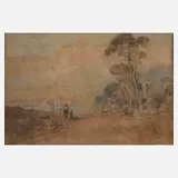 James Holland, Italienische Landschaft, Aquarell über Graphit