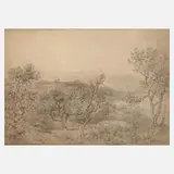 Georg Osterwald, Mediterrane Landschaft, Bleistift auf leichtem Karton