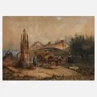 Jan Gerard Smits, Gebet am Abend, Aquarell und etwas Deckfarbe auf Papier