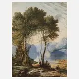 Karl Hetz, Am Alpensee, 1883, Aquarell und Deckfarben