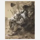 Rudolf Köselitz, Schlafender Eremit und Zwerge, 1884, Mischtechnik