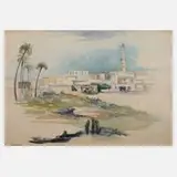 Karl Weissenborn, "Alexandria", Bleistift und Aquarell auf Papier