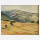 D. M. Günther, Keilberg von Pfaffengrüner Höhe aus, Aquarell über Bleistiftvorzeichnung auf Papier