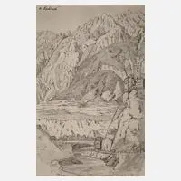 Ernst Erwin Oehme, "Bei Landeck", Bleistiftzeichnung in verschiedenen Graustufen auf Papier