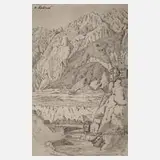 Ernst Erwin Oehme, "Bei Landeck", Bleistiftzeichnung in verschiedenen Graustufen auf Papier