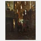 Eduard Ameseder, "Ein Ständchen", Öl auf Leinwand