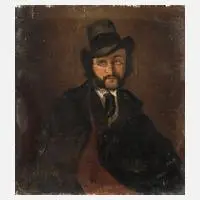 Carl Spitzweg, "Herrenportrait", Öl auf Leinwand und auf Leinwand kaschiert