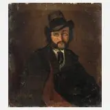Carl Spitzweg, "Herrenportrait", Öl auf Leinwand und auf Leinwand kaschiert