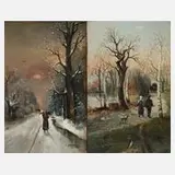 Lothar Bürger, Paar Landschaften, 1943, Öl auf Holz