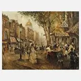 Mikhail Ponomarenko, Straßencafé in Paris-Montmartre, 1989, Öl auf Leinwand