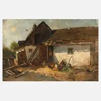 Paul Unbereit, Am Bauernhof, Öl auf Leinwand auf Keilrahmen