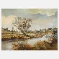 Paul Witterstätter, "An der Werra bei Creuzburg", Öl auf Malplatte